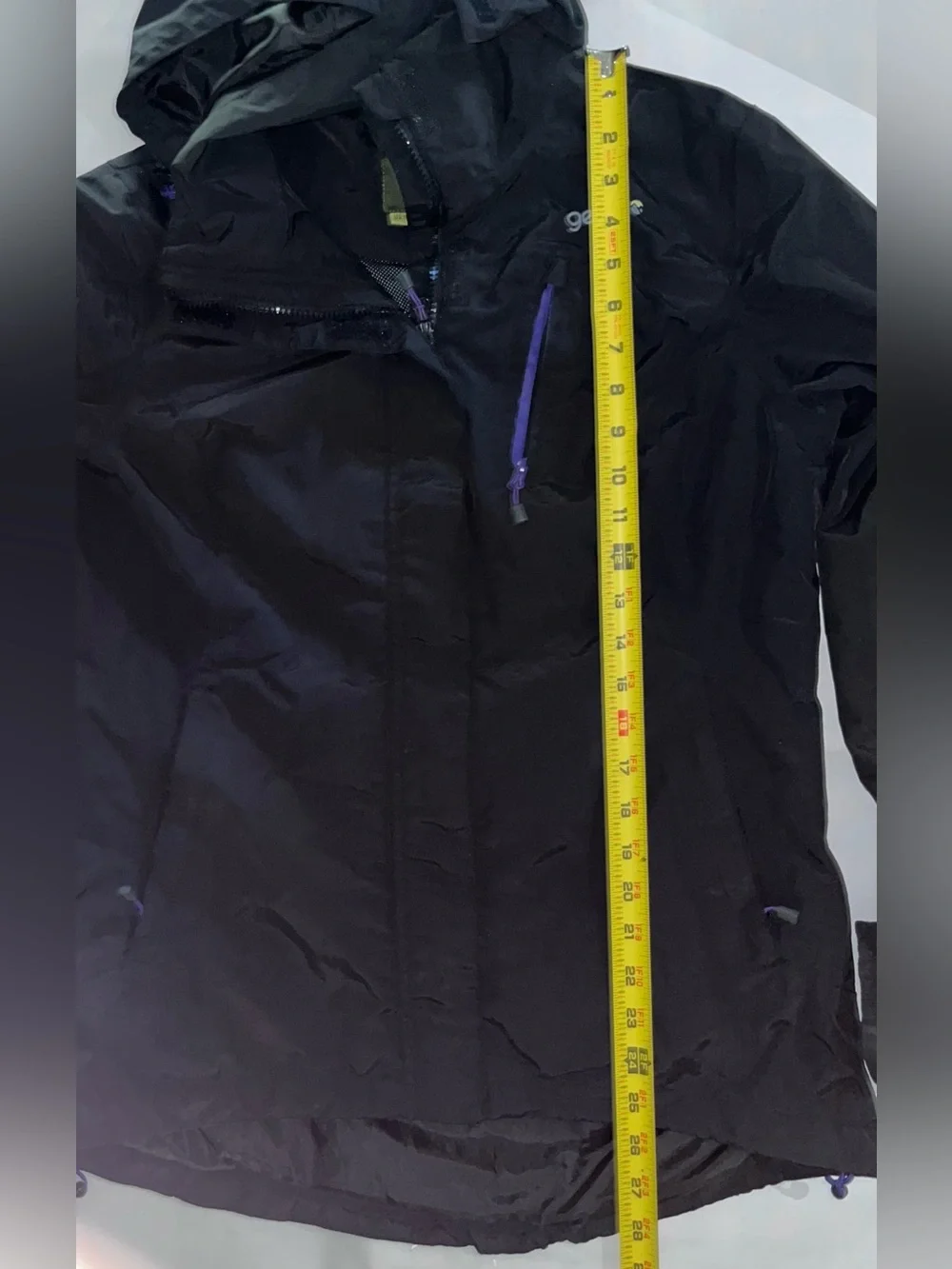 Gelert Women's Black Waterproof Hooded Jacket with purple accents Size US 10